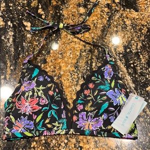 Coastal Blue Medium Bikini Top- Floral
